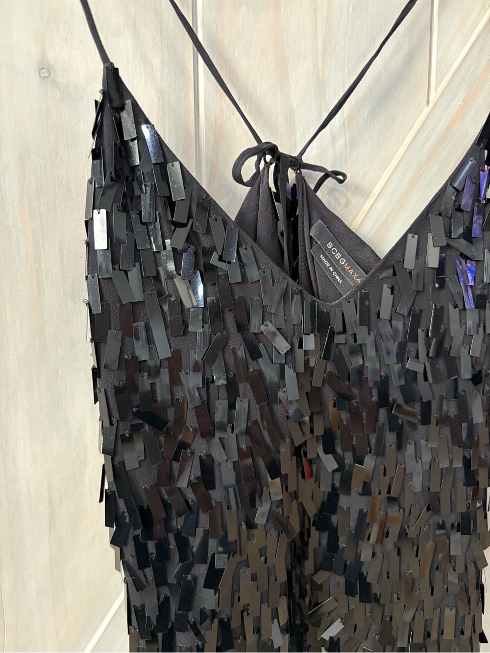 BCBGMaxAzria Black Sequin Fringe Cami - Picture 3 of 8